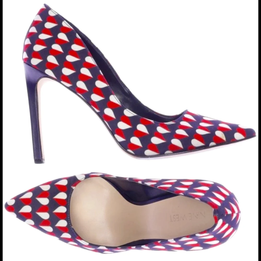 Nine West Stylish Women's Heels in Red and Blue Size 10M - Picture 1 of 11